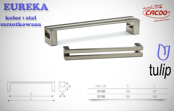 Uchwyt Meblowy EUREKA stal szczotkowana (inox)