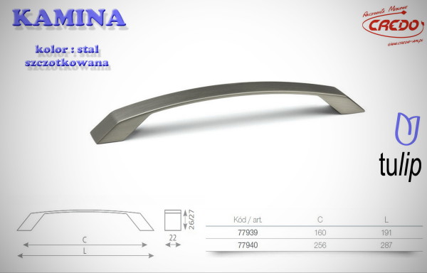 Uchwyt Meblowy KAMINA stal szczotkowana (inox)