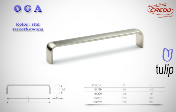 Uchwyt Meblowy OGA stal szczotkowana (inox)