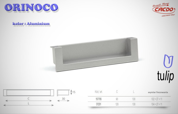 Uchwyt Meblowy ORINOCO aluminium