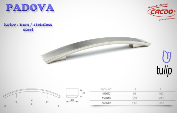 Uchwyt Meblowy PADOVA stal szczotkowana (inox)