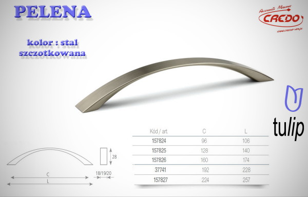 Uchwyt Meblowy PELENA stal szczotkowana (inox)