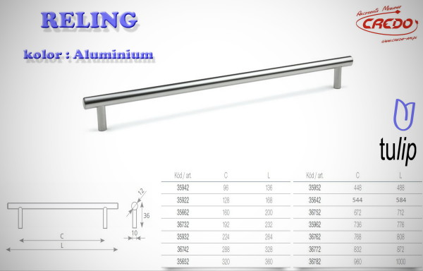 Uchwyt Meblowy RELING aluminium