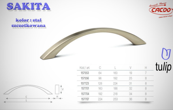 Uchwyt Meblowy SAKITA stal szczotkowana (inox)