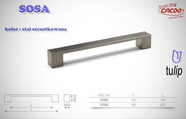 Uchwyt Meblowy SOSA stal szczotkowana (inox)