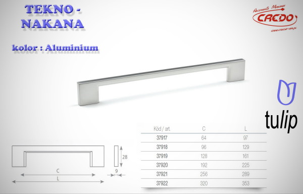 Uchwyt Meblowy TEKNO aluminium