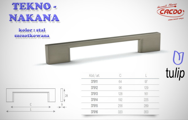 Uchwyt Meblowy TEKNO stal szczotkowana (inox)