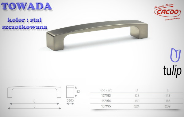 Uchwyt Meblowy TOWADA stal szczotkowana (inox)