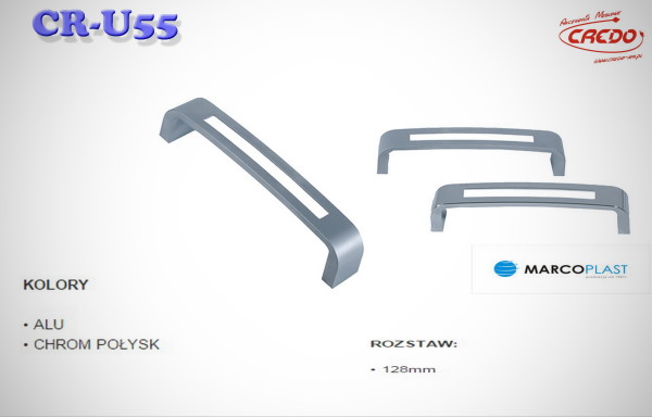 Uchwyt Meblowy U-55 aluminium oraz chrom