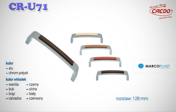 Uchwyt Meblowy U-71 aluminium oraz chrom + tworzywo