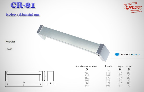 Uchwyt Meblowy U-81 aluminium