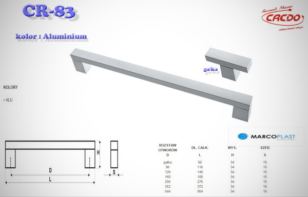 Uchwyt Meblowy U-83 aluminium