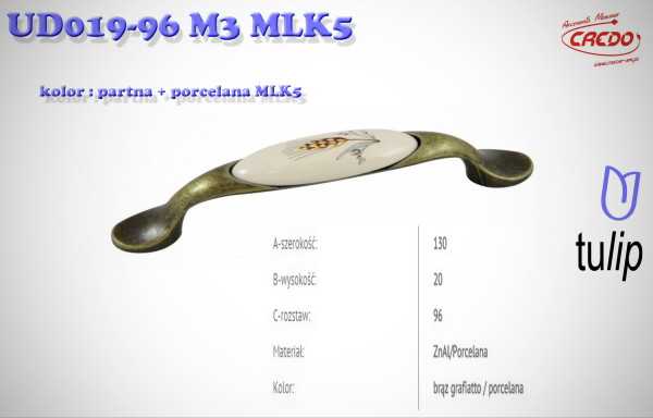 Uchwyt Meblowy UD019 patyna + porcelana MLK5