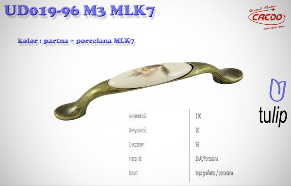 Uchwyt Meblowy UD019 patyna + porcelana MLK7