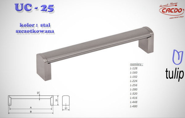 Uchwyt Meblowy INKA UC-25 stal szczotkowana