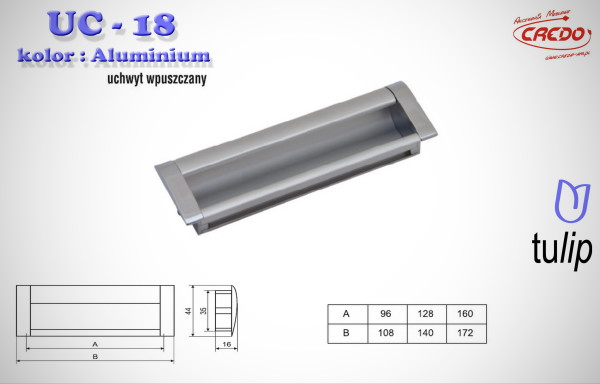 Uchwyt Meblowy UC-18 aluminium