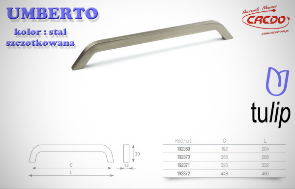 Uchwyt Meblowy UMBERTO stal szczotkowana (inox)