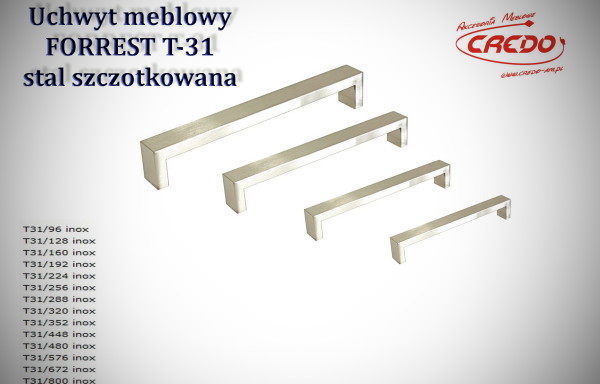 Uchwyt meblowy FORREST T31 stal szczotkowana